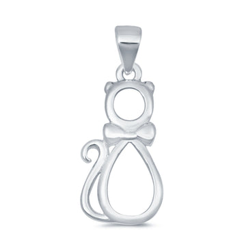 Cat Pendant Charm 925 Sterling Silver